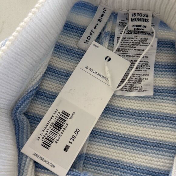 Janie and Jack Baby Striped Sweater Pant in Peek-A-Blue Stripe Size 18/24 Months - Picture 6 of 7